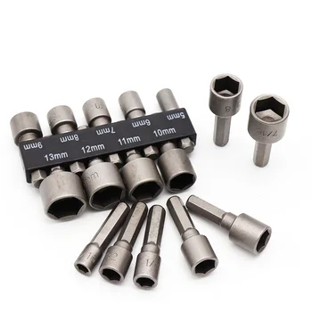 

9pcs/14pcs Pneumatic Strong Power Nut Driver Drill Bit Set 1/4" Hex Shank 6.35mm Socket Wrench Screw Hand Tool Kit