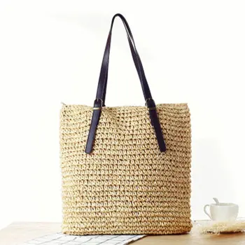 

College wind new plain simple color woven bag Sennheiser shoulder knit bag travel all-season wild handbags