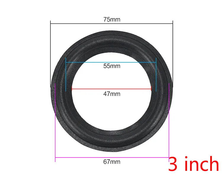 GHXAMP кольцо из вспененного материала для динамика ремонт 2,5 3,5 4 6,5 дюймовая подвеска объемное складное кольцо полный диапазон НЧ динамик Замена 2 шт