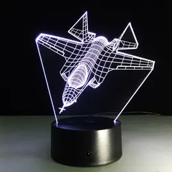 Novelty подарки 3d led настольная лампа самолет 7 цветов изменение светодиодные ночные огни настольная лампа сенсорный выключатель "лампада" led