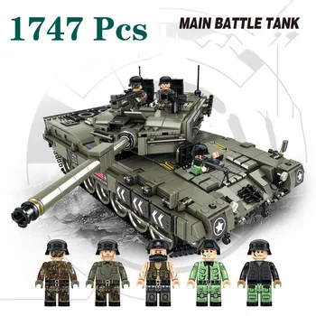 

Military Series World War Leopard 2 Main Battle Tank Model Soldier Mini DIY Figures Building Blocks Toys For Children Gifts