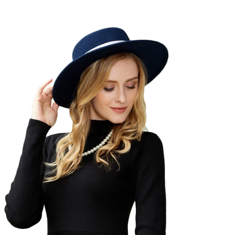 navy fedora hat womens