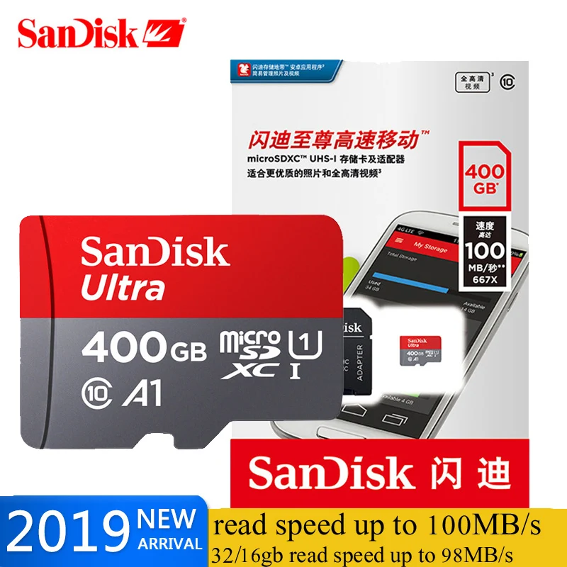 SanDisk A1 высокоскоростная TF карта памяти 128 Гб 64 ГБ 32 16 C10 Flash SD 256 400 cartao de memoria для