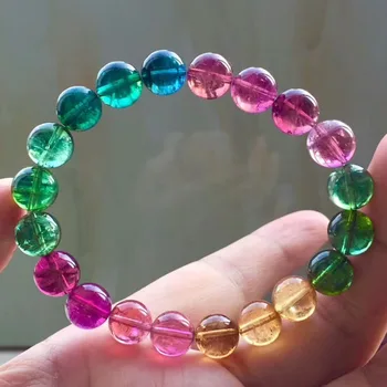 

Certificate Natural Colorful Tourmaline Quartz Crystal Bracelet Round Beads 10mm Rainbow Color Tourmaline From Brazil AAAAAA