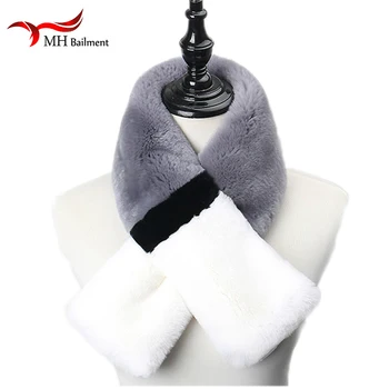 

2018 Arrival Scarves for Women Rex rabbit Fur Scarf Double Pompom Women's Fur Muffler Thermal Winter Scarf manteau femme hiver
