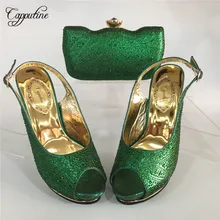 Capputine African Style Rhinestone Woman Shoes And Bag Set For Party Nigeria High Heels Shoes And Bag Set Wedding Party BL665C