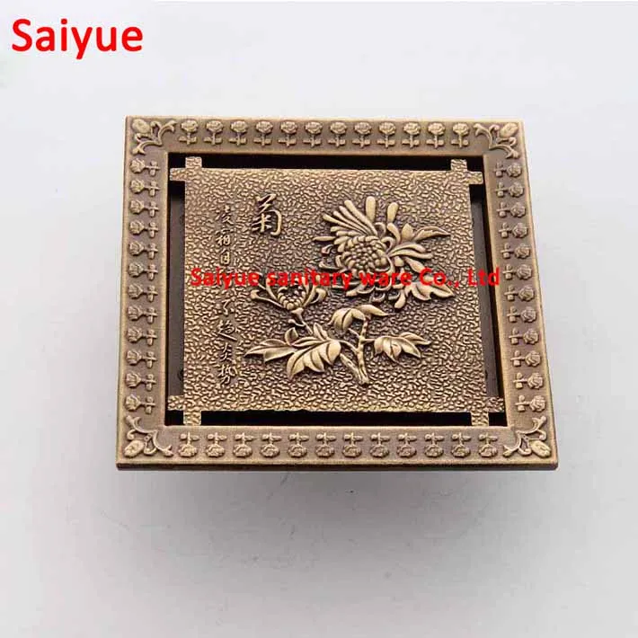 4 inch 12*12 cm square style Plum orchid bamboo chrysanthemum flower floor drain, kitchen copper drainer , toilet floor drain 4 inch 12*12 cm square style Plum orchid bamboo chrysanthemum flower floor drain, kitchen copper drainer , toilet floor drain