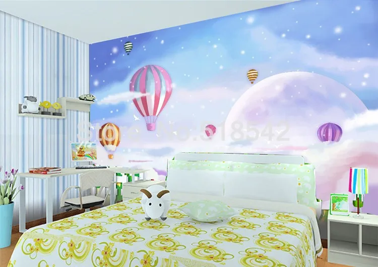 Пользовательские Любой Размер Средиземноморский горячий воздух воздушный шар Детская комната Спальня фоне обоев Нетканые 3D мультфильм росписи обои