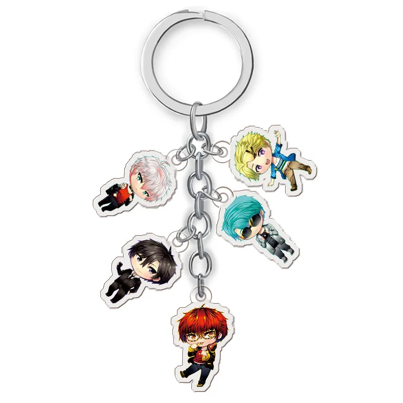 

5 in 1 Acrylic Keychain Anime Mystic Messenger Yoosung Jumin Unknown Zen Transparent Double-sided Pendant Keychain