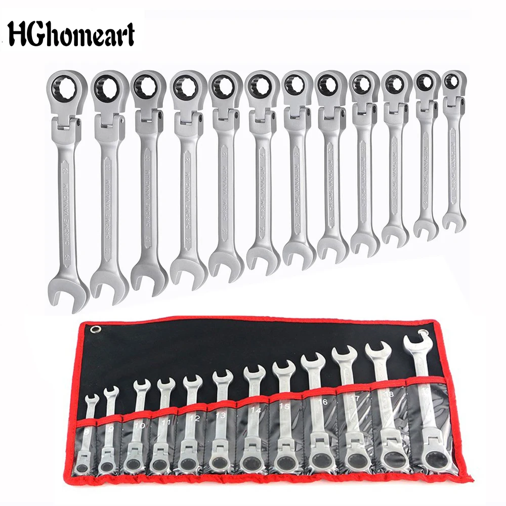 

HGhomeart 7/12PCS Dual-use Movable Head Ratchet Wrench Quick Wrench Set Hardware Ratchet Wrench Set Car Repair Tool