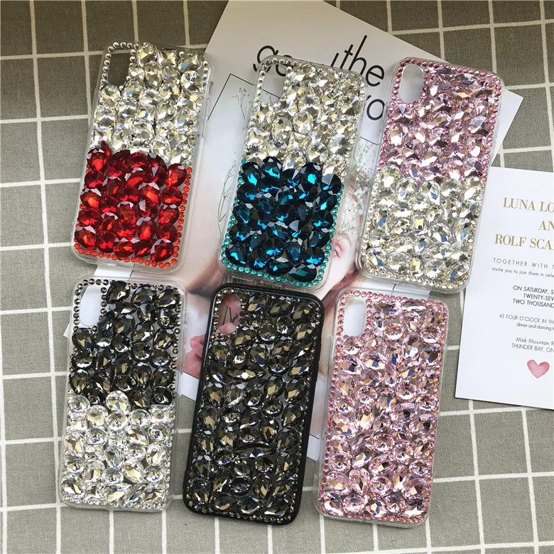 

For iphone 6 7 8 Case Bling Crystal diamond flower handmade DIY Cover Case for iphone 8 7Plus 6s 6S Plus