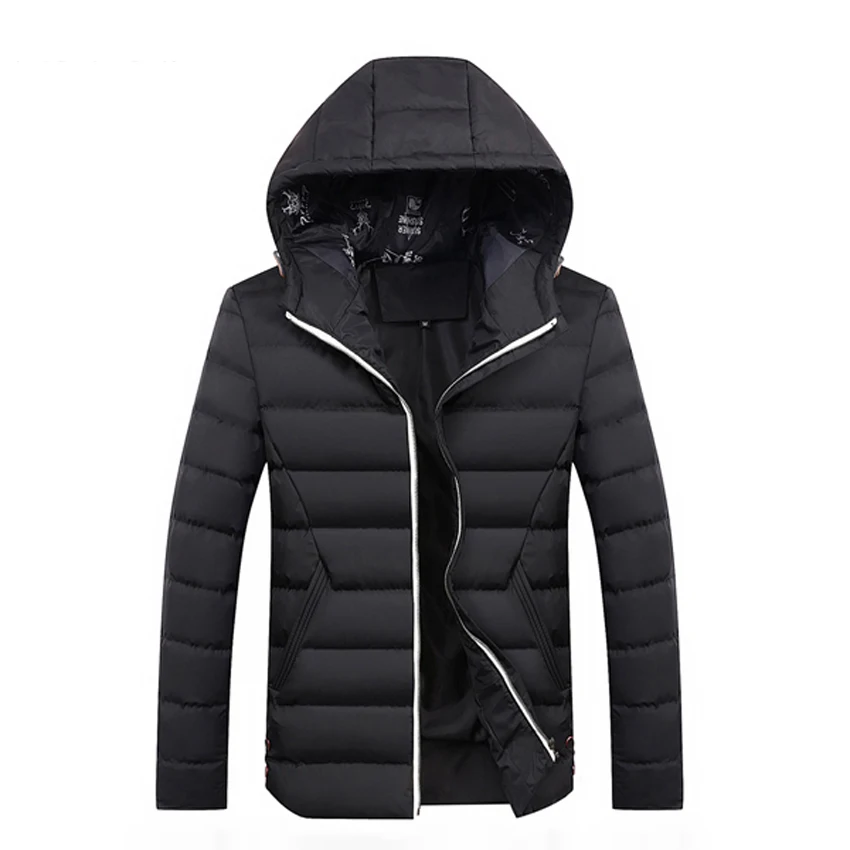 

Mens Winter Jackets Casual Warm Thick Coats Hooded Solid Thermal Parkas Waterproof Jacket Brand Men Outerwear