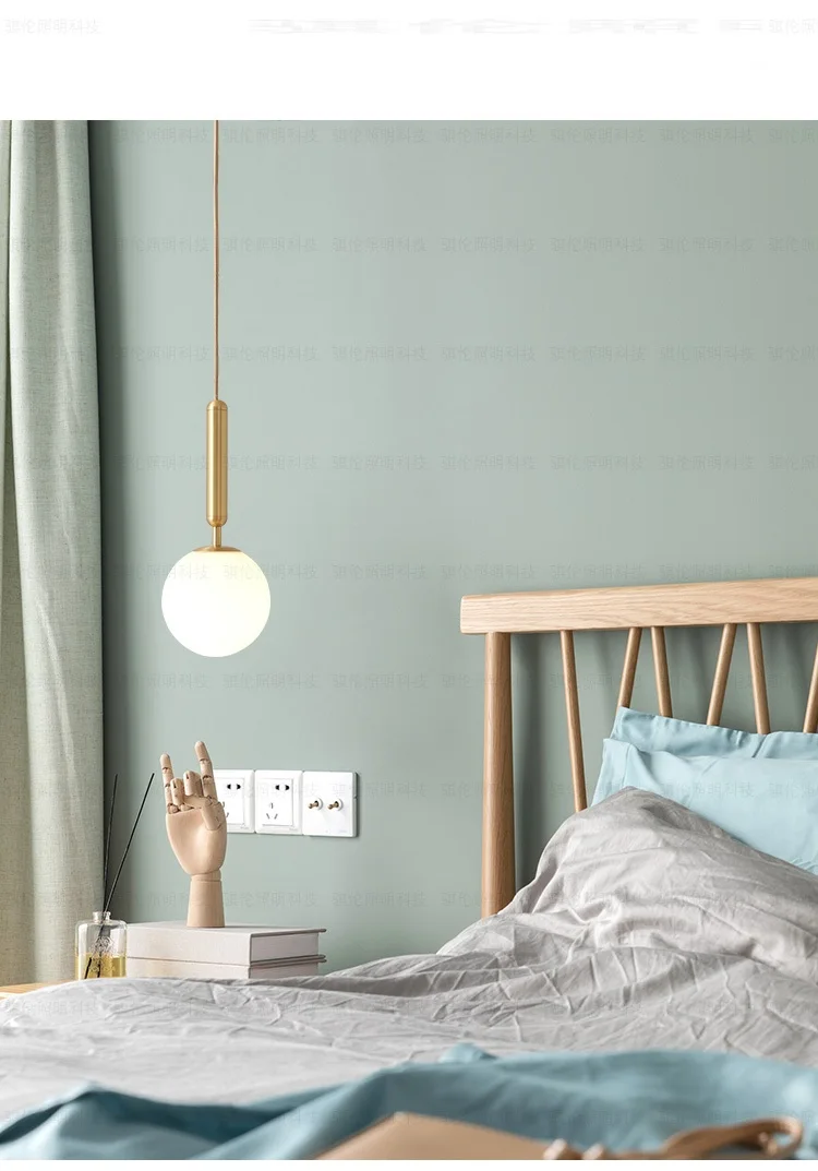 LukLoy Nordic Brass Aluminum Modern Pendant Light Loft Hanging Lamps Bedside Hanging Lamp Kitchen Suspension Pendant Lamps