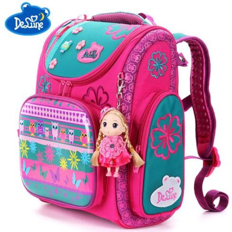 

Russia Brand Cute Cartoon Bear Cat Beautiful School Bags for Kids Girls Waterproof Foldable Orthopedic School Backpacks
