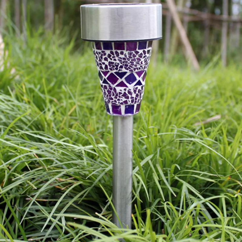 LED Solar Lamp Outdoor Mosaic LED Solar Lawn Light For Garden Decoration Outdoor Waterproof IP65 Bollard Solar Stick Lights  (12)