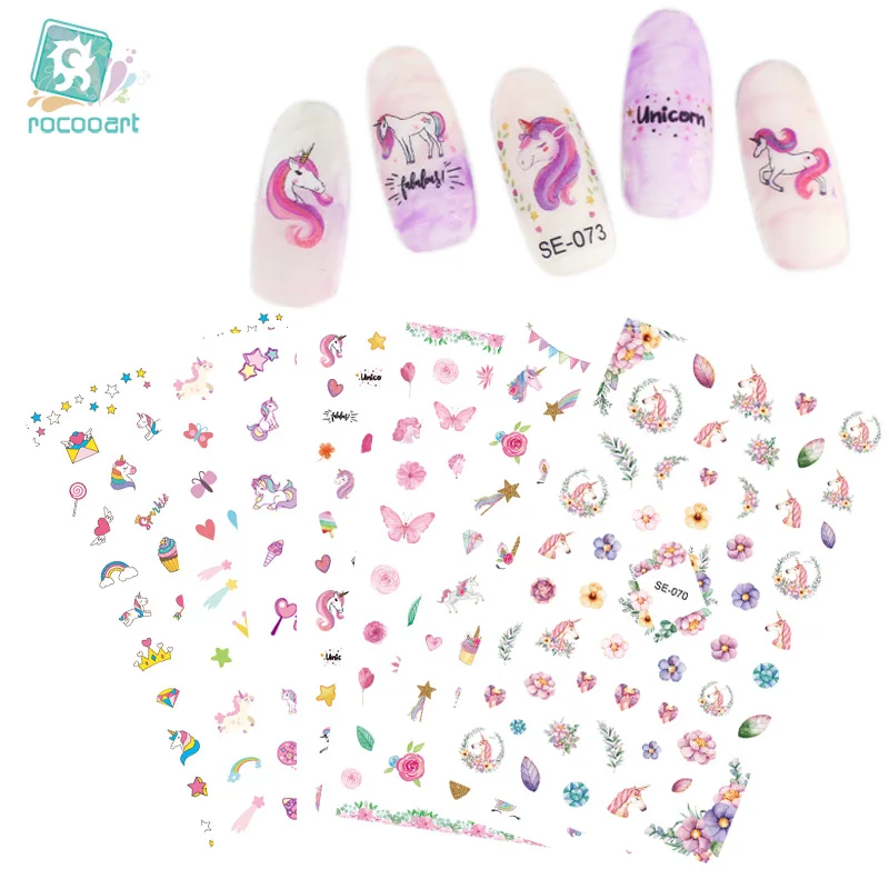 SE070-076, Новое поступление, единорог, лошадь, adesivo de unha, наклейки для ногтей, наклейки для ногтей, наклейки из фольги, наклейки для маникюра, сделай сам