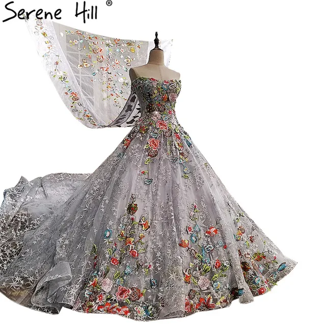 Wedding Dresses with Color Embroidery