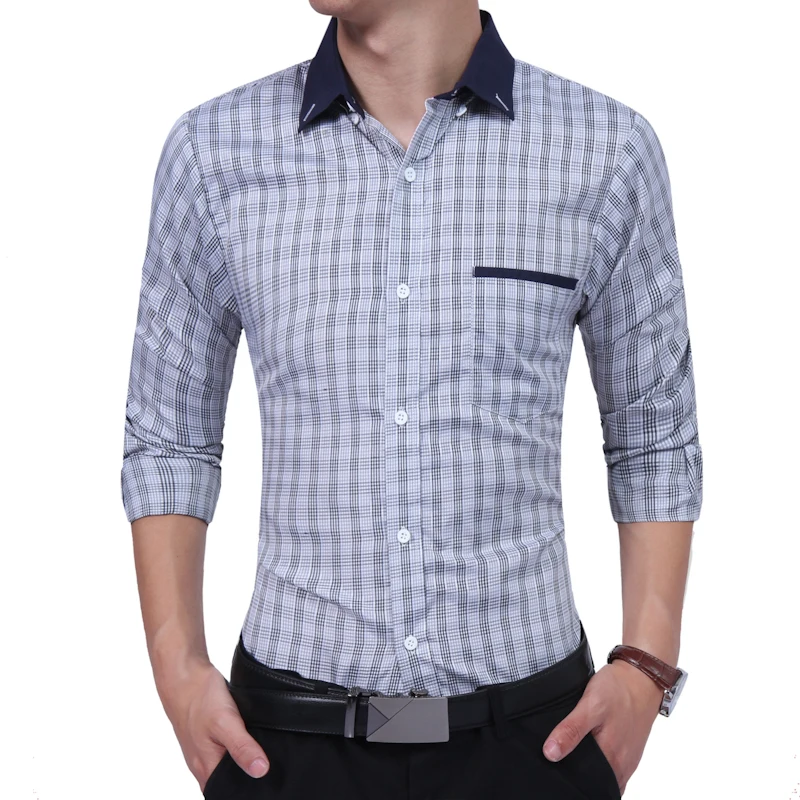 

Brand 2018 Fashion Male Shirt Long-Sleeves Casual Cotton Slim Business Shirt Mens Dress Shirts Slim Men Shirt XXL