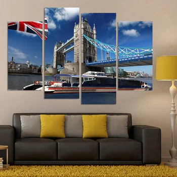 

4 Piece Tower Bridge Landscape HD Wall Picture Decorative Art Print Painting On Canvas For Living Room Home Decoration