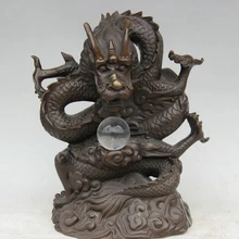 Песня voge gem S1804 14 Китайский Бронзовый Кристалл Народная Фэн-Шуй Зодиак Год Дракона Статуя скульптура