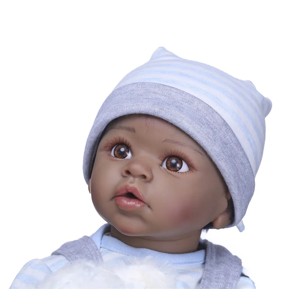 Bonecas do Bebê Bebe Bonecas Reborn Preto Africano Americano Bebê Menina 22 55 cm Npk Silicone Macio Renascer Lifelike Crianças Presente 13 menina bonecas 22