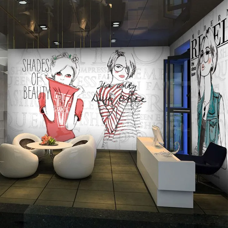 Beibehang ПВХ английский Граффити Девушка Мода духи магазин одежды Большой Настенные обои ресторанов нестандартных размеров