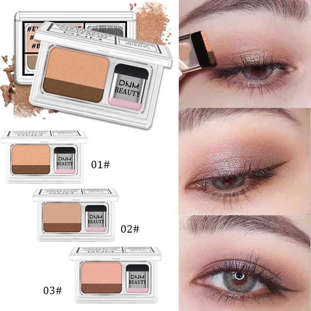 Lazy Eye shadow Palette корейский стиль Косметика Матовые мерцающие два цвета Тени для век штамп Палитра с кистью ню макияж набор инструментов