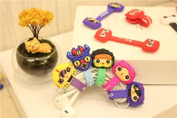

100pcs/lot Hot Sale Cartoon Hero Headphone Earphone Cable Wire Organizer Cord Holder USB Charger Cable Winder For iphone samsung