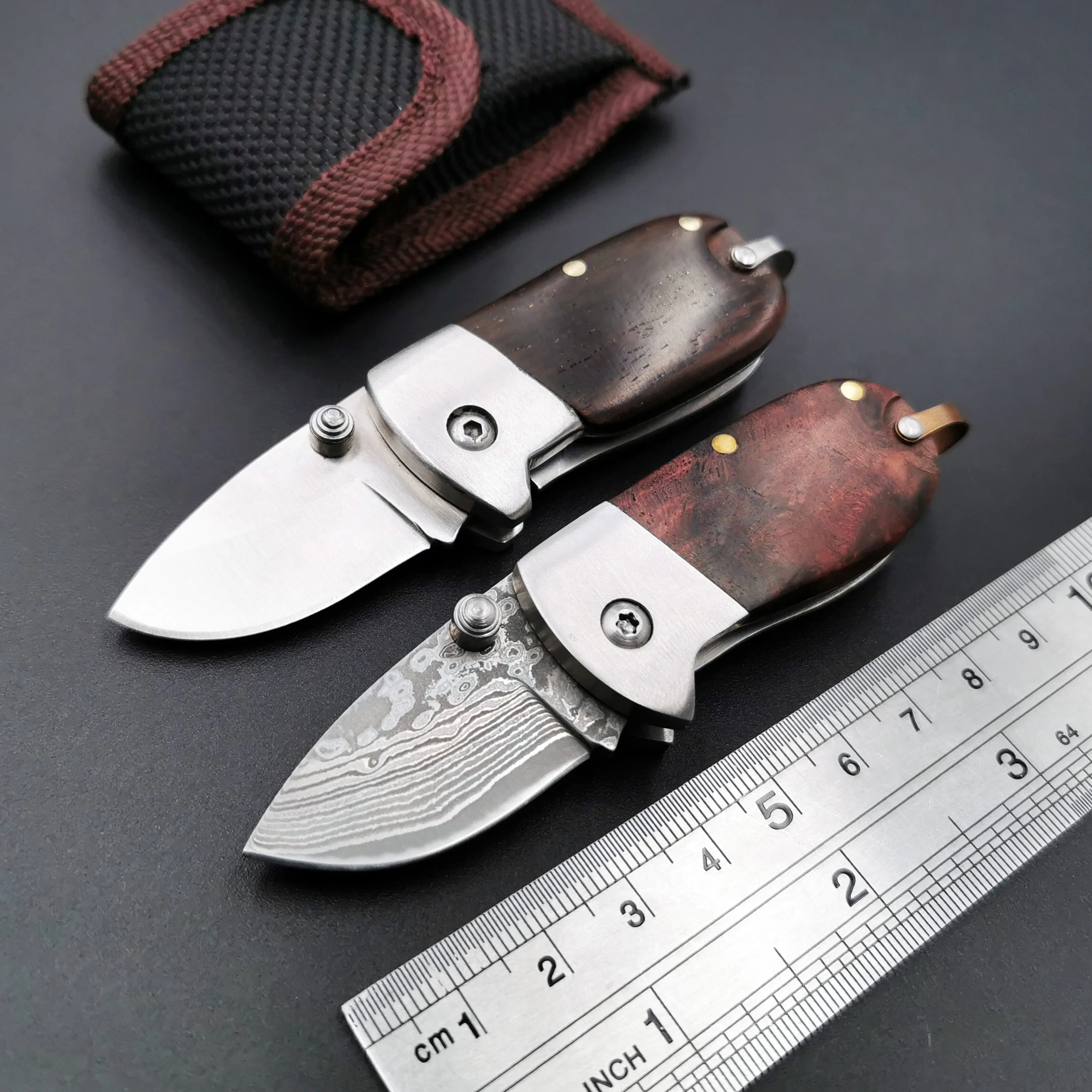 

Handmade Mini Folding Knife Damascus 440C Blade Wood Handle Outdoor Pocket Camping Survival Knives Hunting EDC Tool Muti-Choise