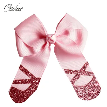 

Ballet Design 4.5" Hair Bow Girls Glitter HaIr Bows With Alligator Clip Boutique Bow Hair Accessories For Adults 6Pcs/lot