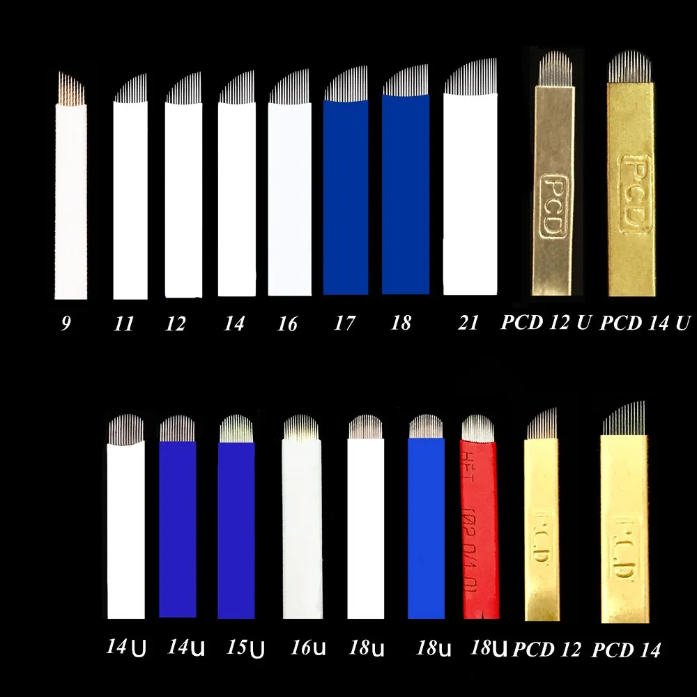 1000 Pcs Hard PCD 18U pin Tattoo Needles Lamina Tebori 12 Microblading Permanent Makeup Eyebrow Supplies wholesale | Красота и