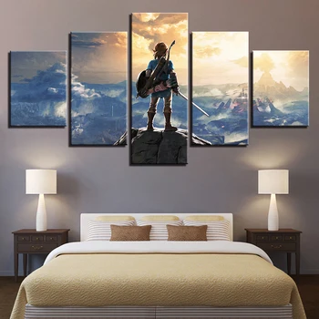 

Home Decor Artwork Canvas Print 5 Panel The Legend Of Zelda Modern Frame For Painting Modular Picture Wall Art For Living Room