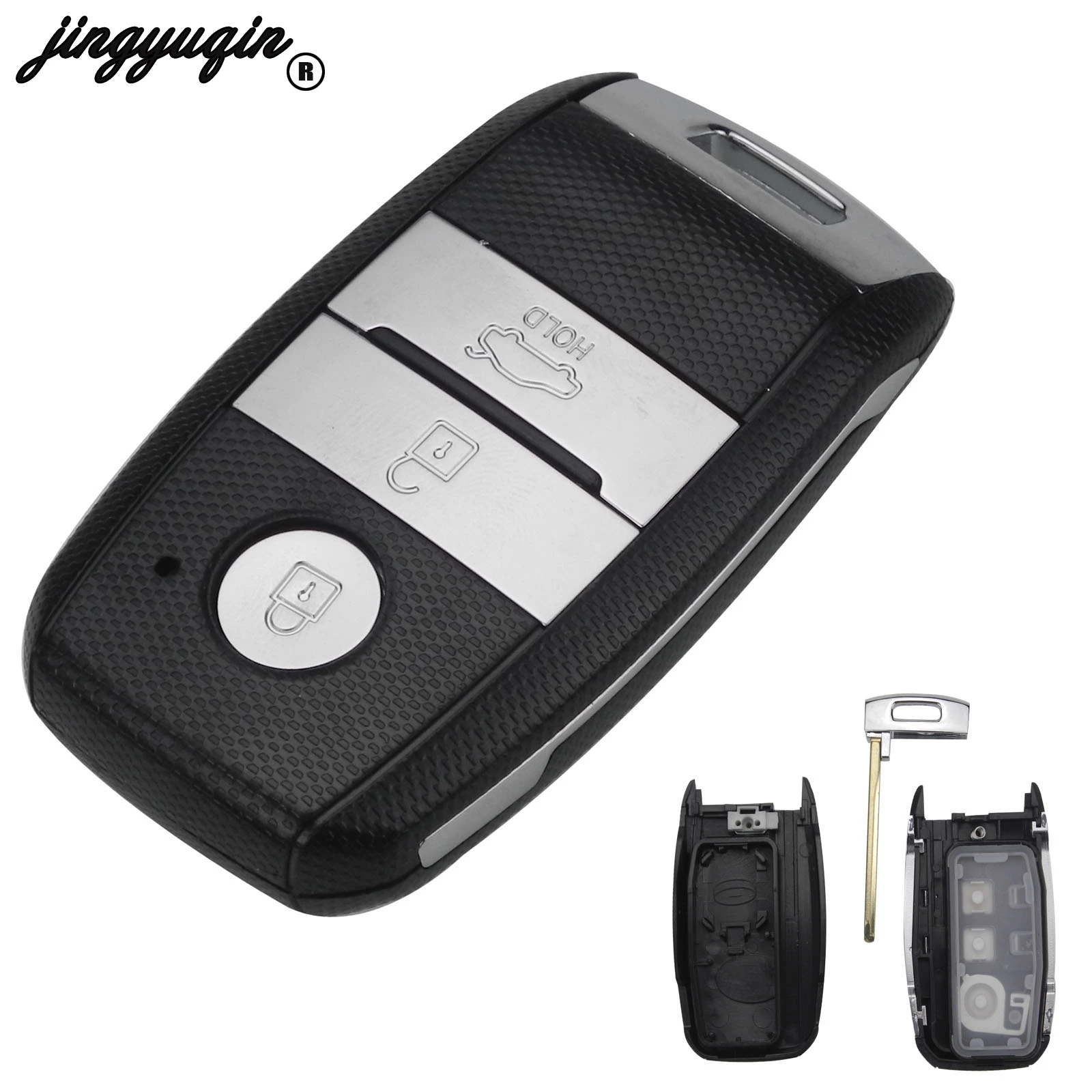 

jingyuqin 3 Button Car Remote Fob Smart Key Shell fit for KIA K5 Sportage Sorento Uncut Blade Replace Cover Case With Small Key