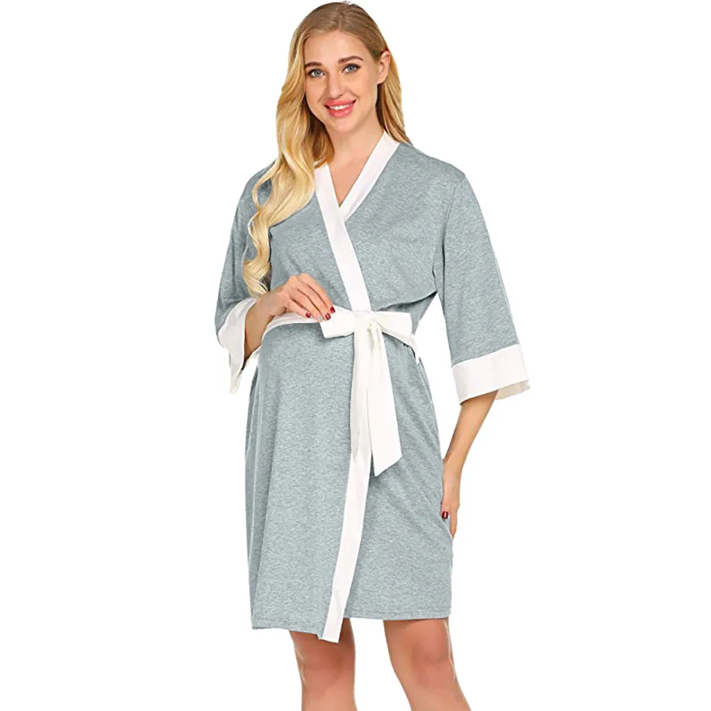 ARLONEET плюс размер пижамы для беременных и кормящих поставки халат ночные рубашки больницы Грудное вскармливание платье Мода - Цвет: GY