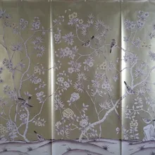 Роскошная элегантность ручная роспись золотой фольги обои живопись цветы с птицами ручная роспись обои покрытие обоев фон