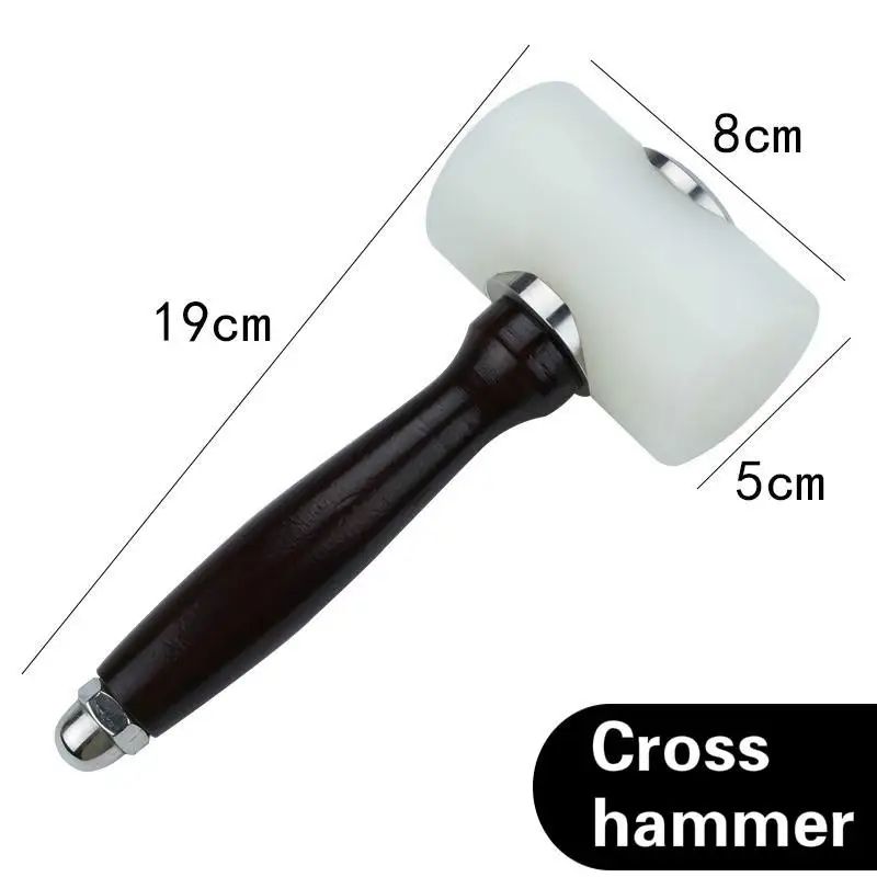 Кожаный резной молоток ручной работы, нейлоновый гравировальный молоток с деревянной ручкой, поперечный молоток, продольный молоток - Цвет: Cross hammer