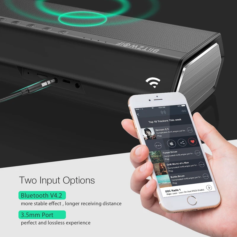 BlitzWolf 40 Вт 5200 мАч портативный беспроводной bluetooth динамик с двойным драйвером 30
