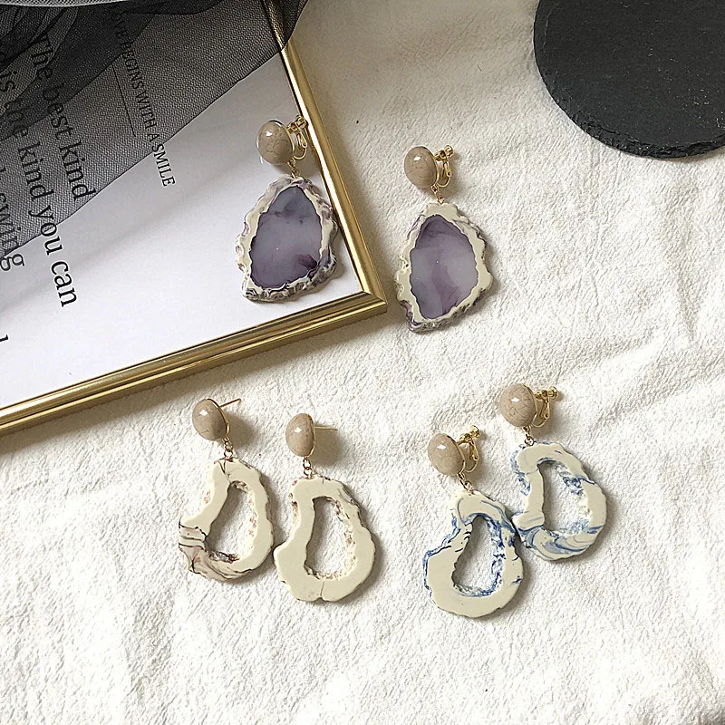 

1PC Fashion Design Acrylic Irregular Long Drop Earrings 2019 Marble Pattern Stone Handmade Geometric Resin Earrings For Women