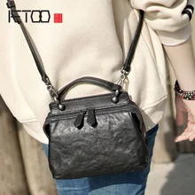 AETOO Leather Art mini retro inclined back shoulder bag, portable to do old doctor bag, fashion small fresh cowhide female bag