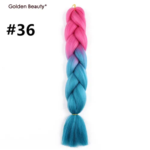 2" вязание крючком косы длинные, радужной расцветки косы цветные синтетические накладные волосы термостойкие объемные волосы для плетения Jambo золотой красоты - Цвет: # 1B