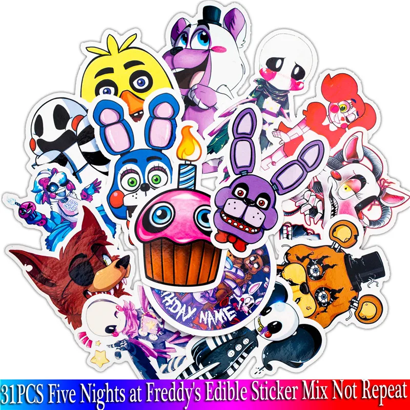 

31PCS Five Nights At Freddy's Edible Game Sticker Set For Children Travel Case Bicycle Fridge Laptop Toy Anime Stickers