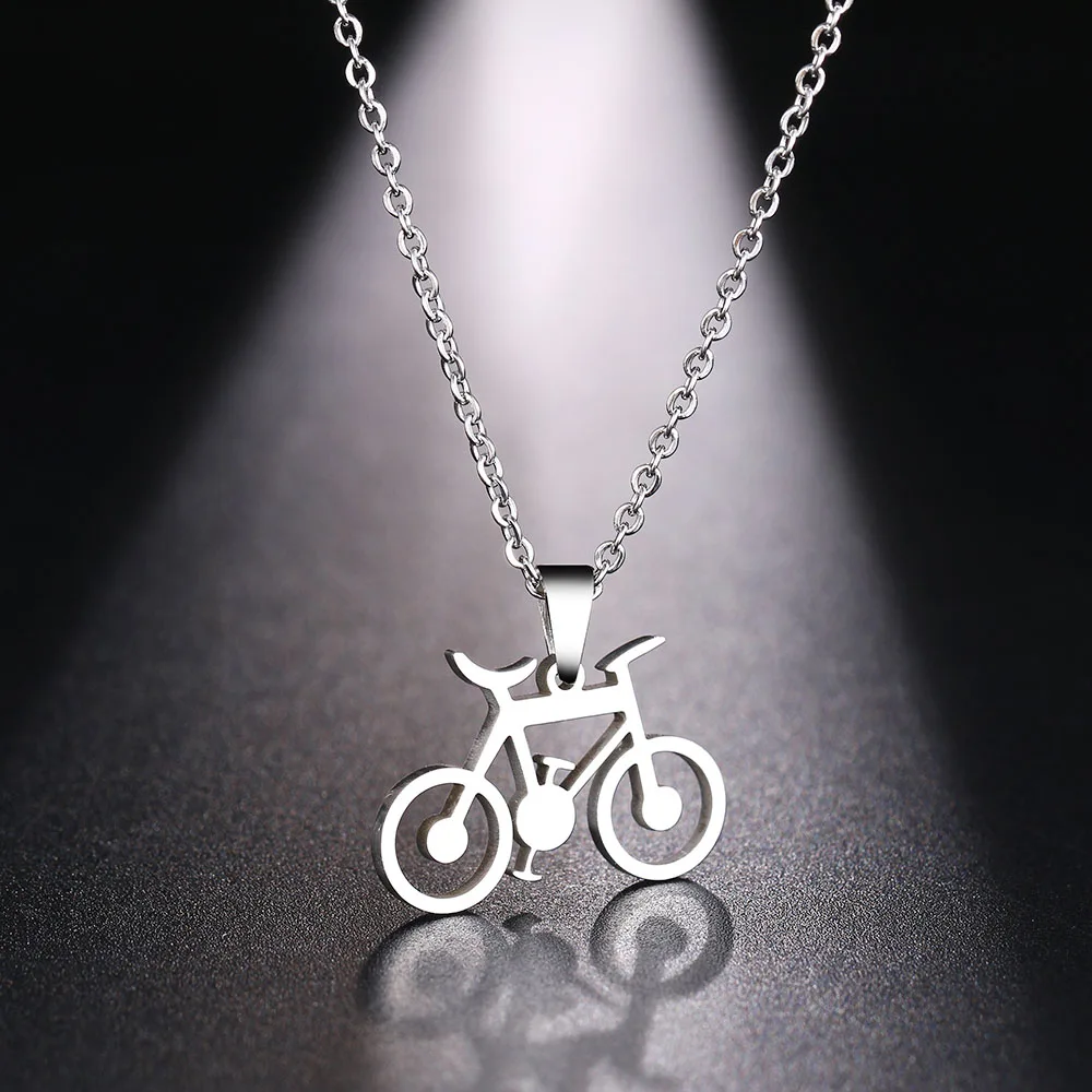 DOTIFI ожерелье из нержавеющей стали для женщин и мужчин, классическое Велосипедное колье золотистого и серебристого цвета, ожерелье с подвеской, ювелирные изделия для помолвки - Окраска металла: Silver