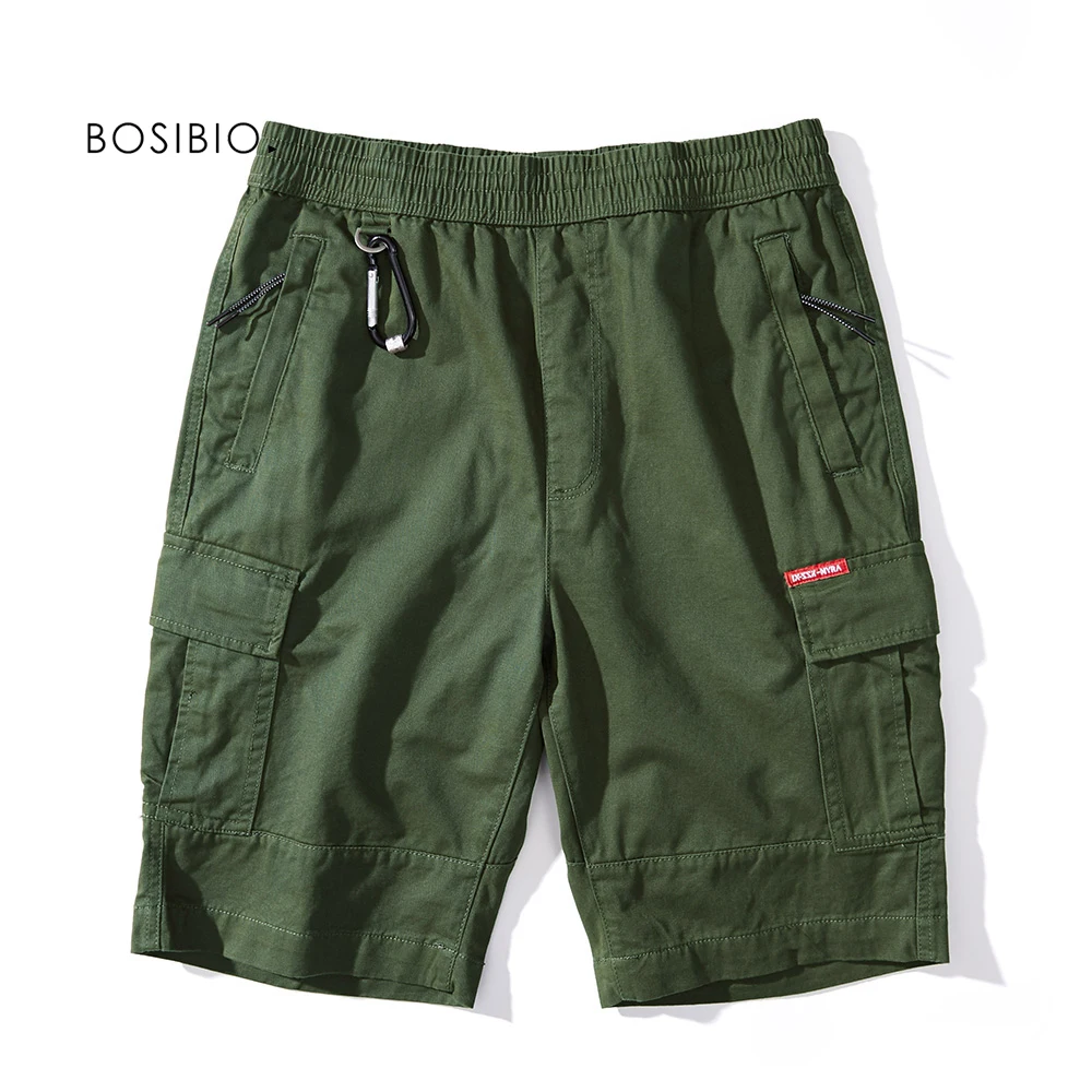 BOSIBIO Летние повседневные шорты для мужчин армейский зеленый Размер Карманы cCargo шорты с эластичной талией S1605