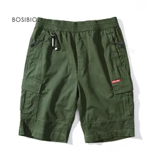 BOSIBIO Летние повседневные шорты для мужчин армейский зеленый Размер Карманы cCargo шорты с эластичной талией S1605