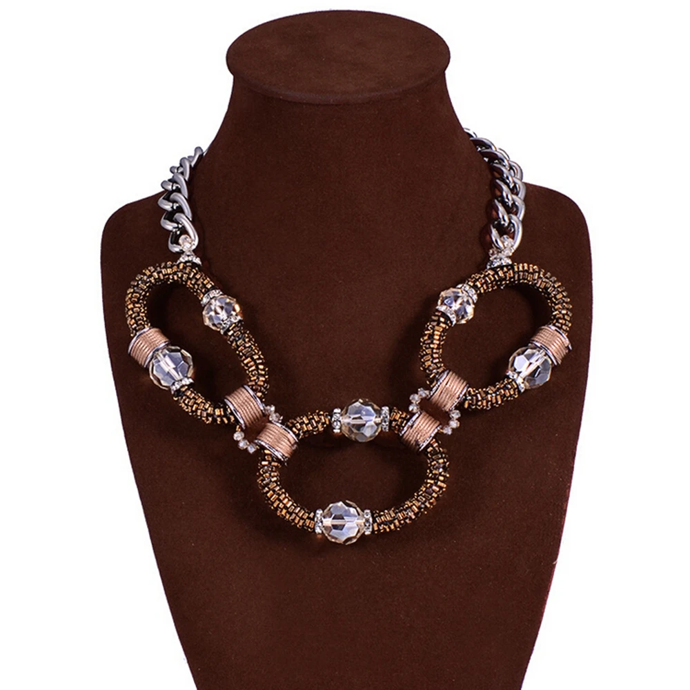 

Fashion Women Chunky Necklace Bohemian Acrylic Crystal Statement Necklaces Woman Vintage Necklace Jewelry Retro Naszyjnik