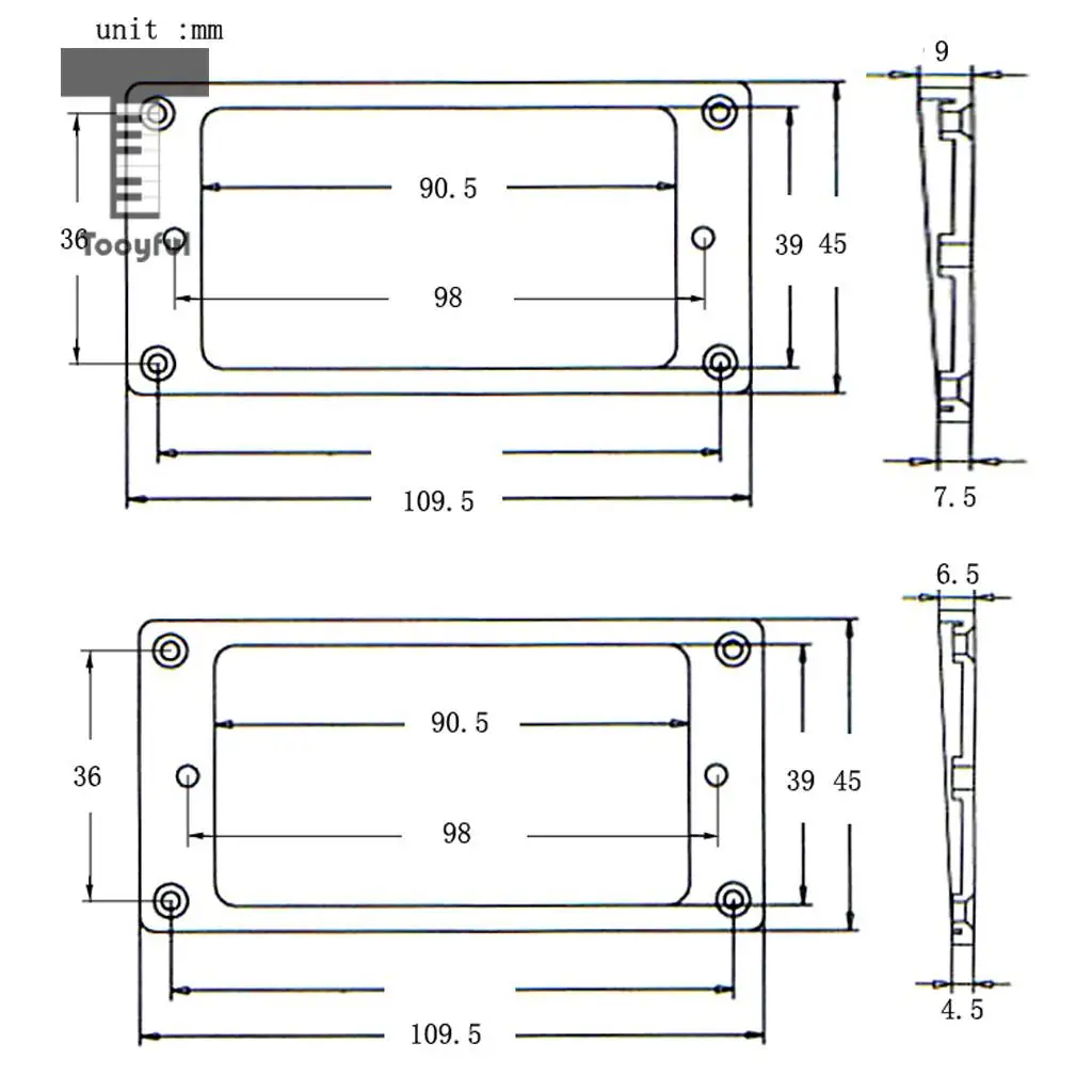 Tooyful 8-гитара Запчасти Пластик хамбакера Монтажное кольцо Рамка для замены