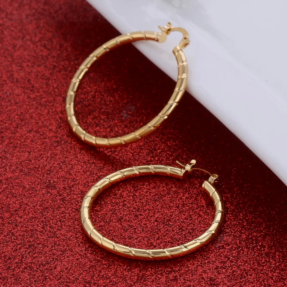 Gold Color Earrings For Women 40mm Round Stud Earing Statement Wedding