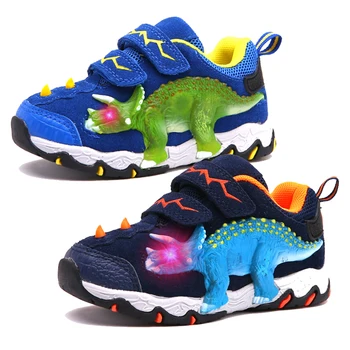 

Dinoskulls LED Shoes Kids Suede Light Up Boys Sneakers 3D Dinosaur Sports Children Trainers 2019 Autumn Toddler Boy Sneakers
