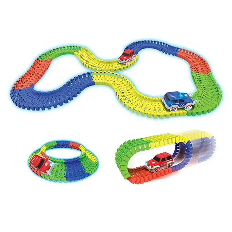 220 track colorful LED Car DIY Miraculou Glowing Race Track Bend Flex Flash in the Dark Assembly Car Toy For Children Gift TV BI (12)