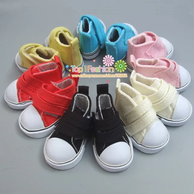 Color choosed 5cm Canvas Sneaker For 1/4 BJD Doll Mini Toy Shoes Bjd Shoes for Russian diy fabric Doll shoes 4